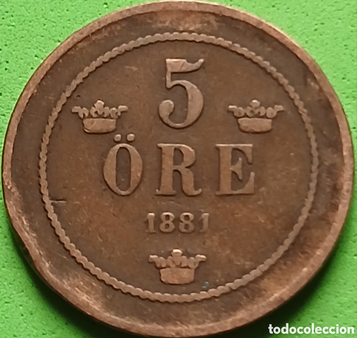 Monete antiche di Europa: Suecia 5 ore 1881 km#736 poco com&uacute;n!