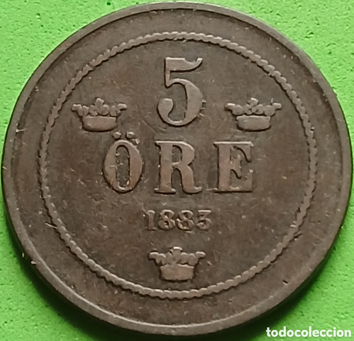 Monete antiche di Europa: Suecia 5 ore 1883 km#736 poco com&uacute;n!