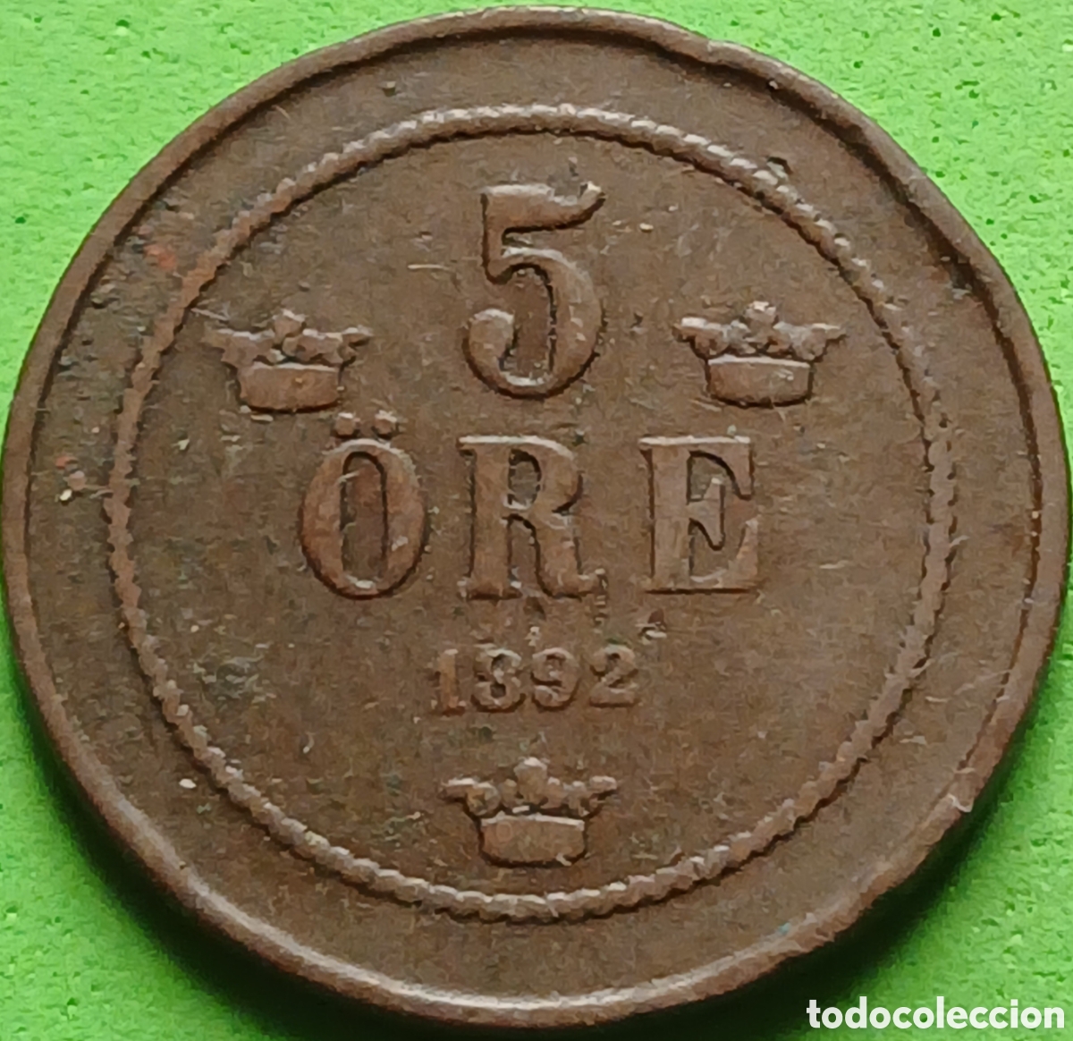 Moedas antigas da Europa: Suecia 5 ore 1892 km#757 poco com&uacute;n