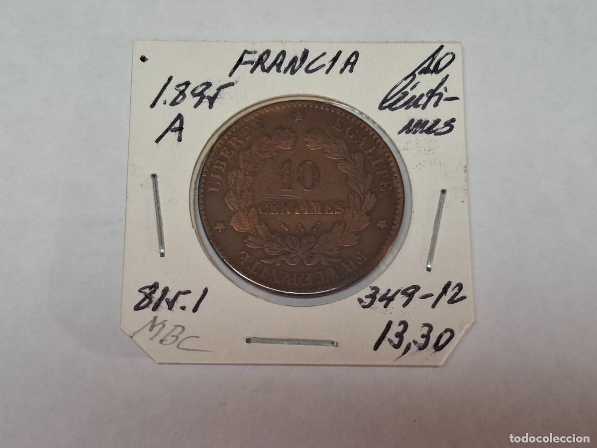 Moedas antigas da Europa: 10 CENTIMOS de 1895 A KM 815.1 FRANCIA en MBC