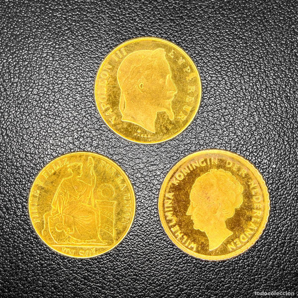 Monete antiche di Europa: 3x Worlds Smallest 8k Gold Coins from the 1970s