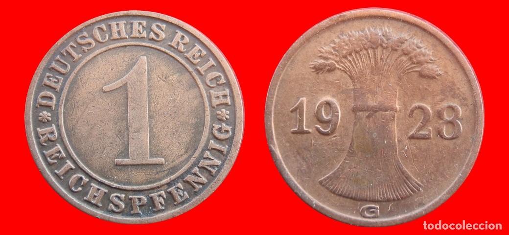 Monete antiche di Europa: 1 REICHSPFENNIG 1928G WEIMAR ALEMANIA-156728