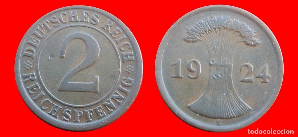 Alte M&uuml;nzen aus Europa: 2 REICHSPFENNIG 1924E WEIMAR ALEMANIA-156731