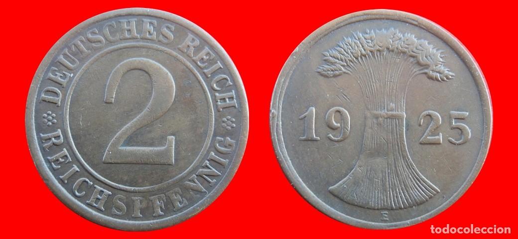Alte M&uuml;nzen aus Europa: 2 REICHSPFENNIG 1925E WEIMAR ALEMANIA-156733