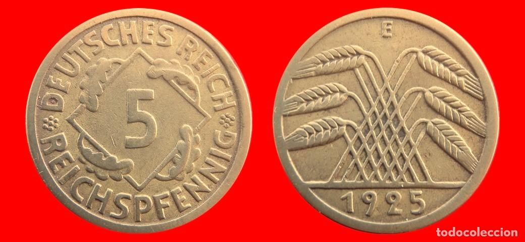 Alte M&uuml;nzen aus Europa: 5 REICHSPFENNIG 1925E WEIMAR ALEMANIA-156735