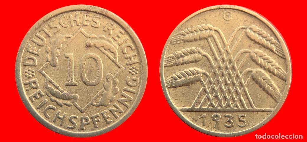 Alte M&uuml;nzen aus Europa: 10 REICHSPFENNIG 1935G WEIMAR ALEMANIA-156737