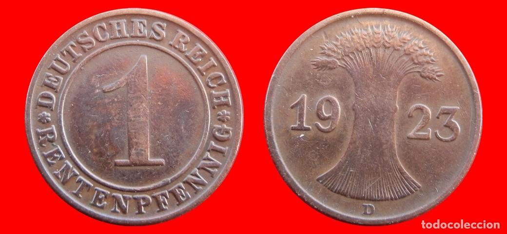 Alte M&uuml;nzen aus Europa: 1 RENTENPFENNIG 1923D WEIMAR ALEMANIA-156738