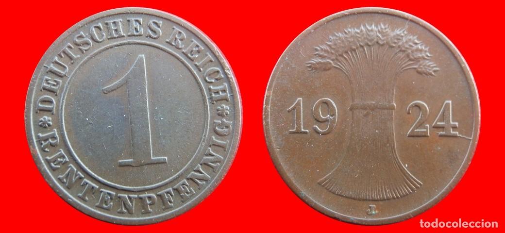 Alte M&uuml;nzen aus Europa: 1 RENTENPFENNIG 1924J WEIMAR ALEMANIA-156744