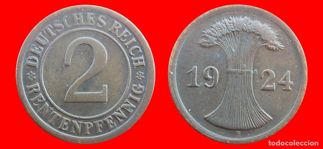 Alte M&uuml;nzen aus Europa: 2 RENTENPFENNIG 1924E WEIMAR ALEMANIA-156745