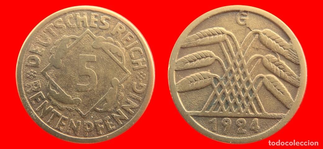 Alte M&uuml;nzen aus Europa: 5 RENTENPFENNIG 1924G WEIMAR ALEMANIA-156747