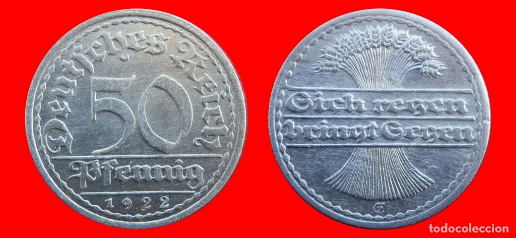 Alte M&uuml;nzen aus Europa: 50 PFENNIG 1922G WEIMAR ALEMANIA-156750