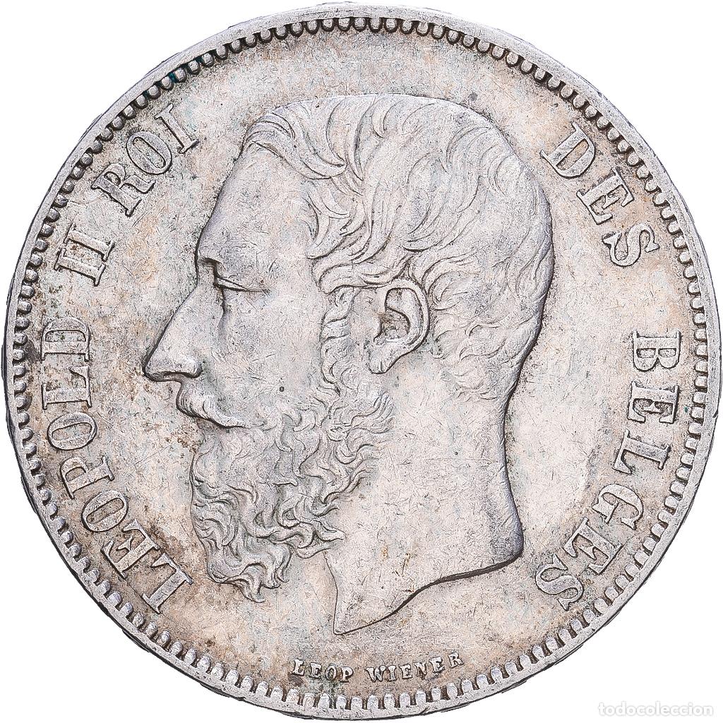 Old Coins of Europe: [#1552456] B&eacute;lgica, Leopold II, 5 Francs, 5 Frank, 1873, Brussels, Plata, MBC+, KM:24
