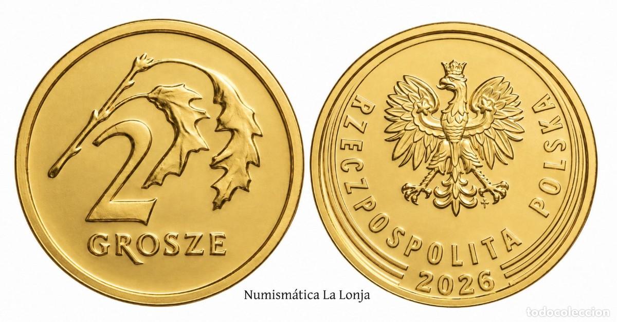 Monedas antiguas de Europa: Polonia 2 Grosze 2026 Km 924 Sc Unc