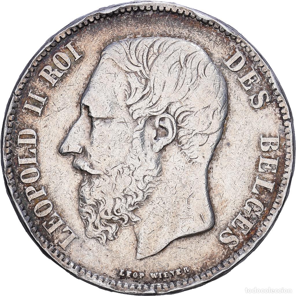 Monete antiche di Europa: [#1552467] B&eacute;lgica, Leopold II, 5 Francs, 5 Frank, 1867, Brussels, Plata, BC+, KM:24