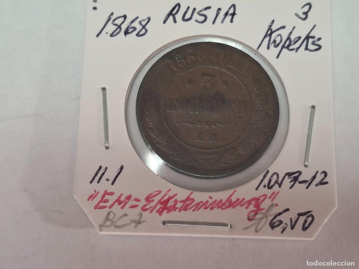 Monedas antiguas de Europa: 3 KOPEKS de 1868 KM 11.1 RUSIA en BC+