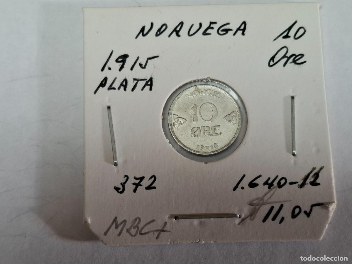 Old Coins of Europe: 10 ORE de 1915 de PLATA KM 372 NORUEGA en MBC+