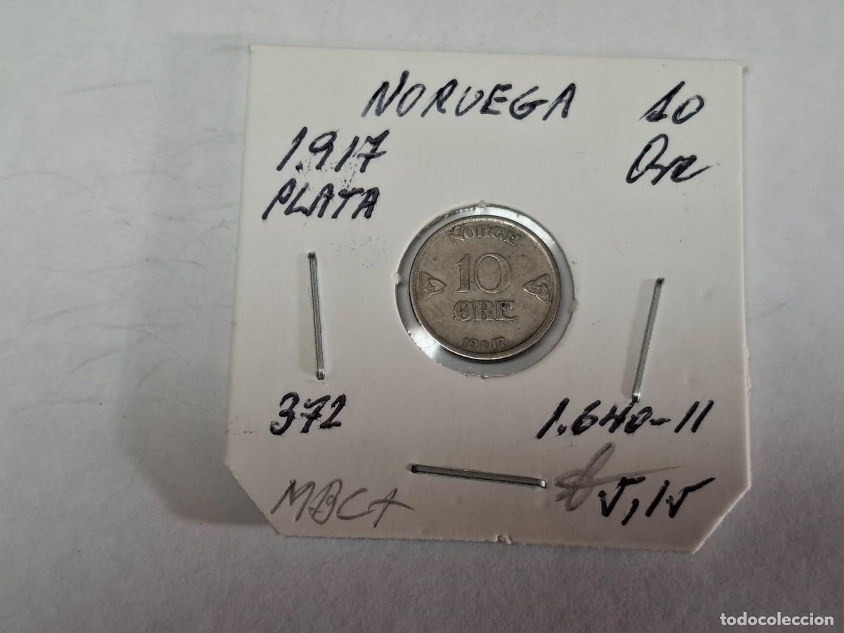 Old Coins of Europe: 10 ORE de 1917 de PLATA KM 372 NORUEGA en MBC+