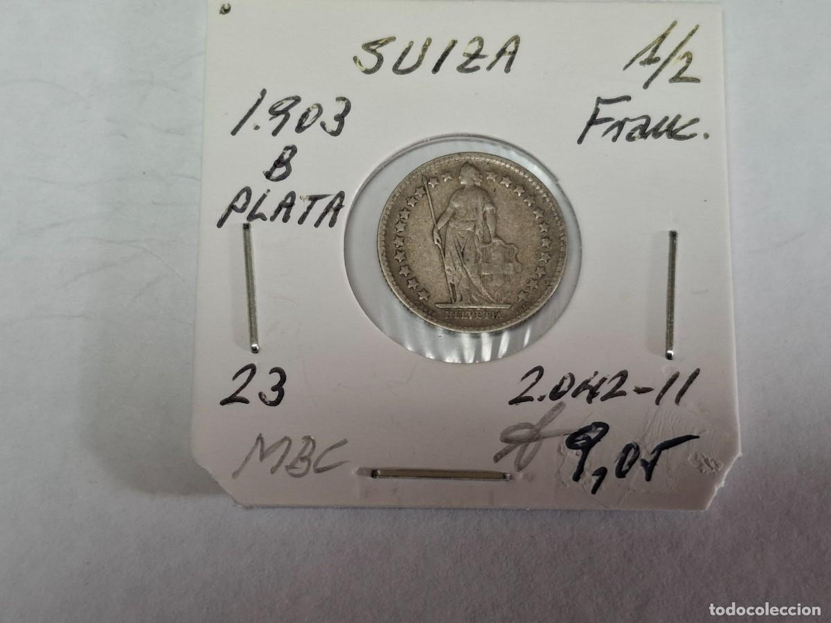 Old Coins of Europe: 1/2 FRANCO de PLATA de 1903 B KM 23 SUIZA en MBC