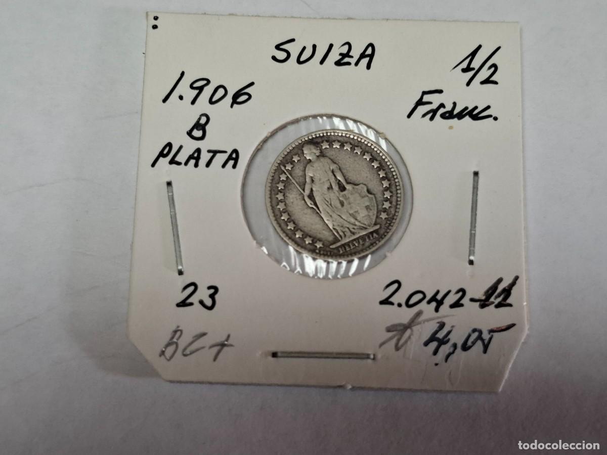 Moedas antigas da Europa: 1/2 FRANCO de PLATA de 1906 B KM 23 SUIZA en BC+
