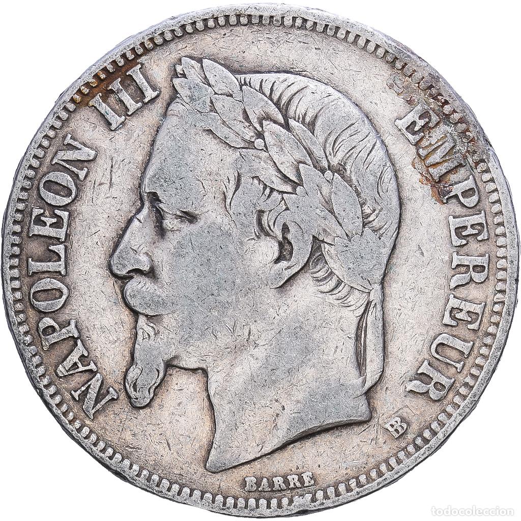 Monete antiche di Europa: [#1552447] Francia, Napoleon III, 5 Francs, 1870, Strasbourg, Plata, BC+, Gadoury:739