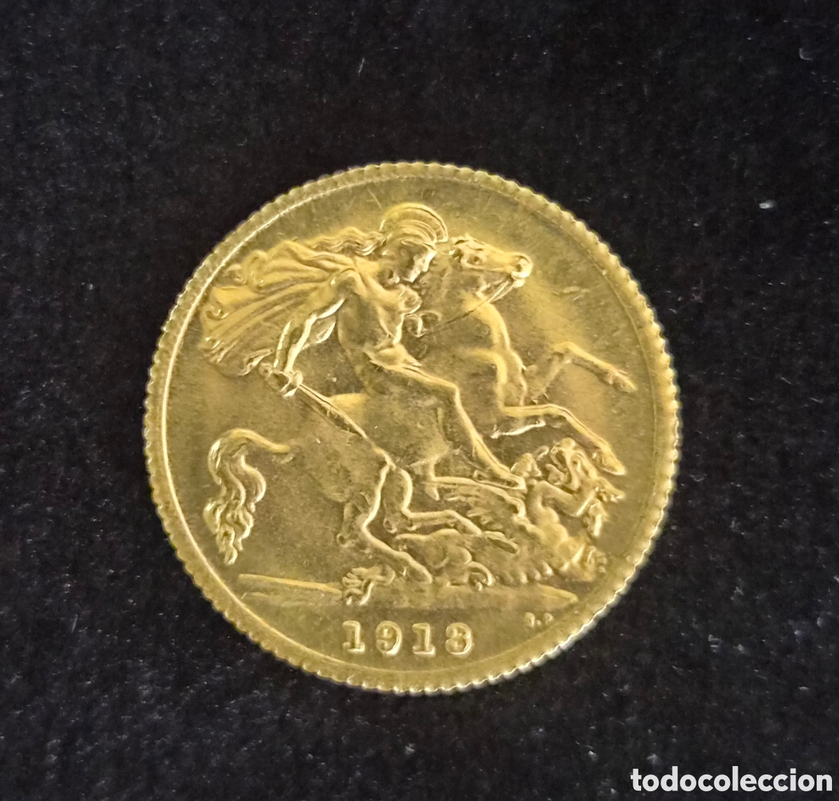 Moedas antigas da Europa: Reino Unido &ndash; Soberano de Oro 1918 &ndash; Jorge V &ndash; San Jorge y el Drag&oacute;n