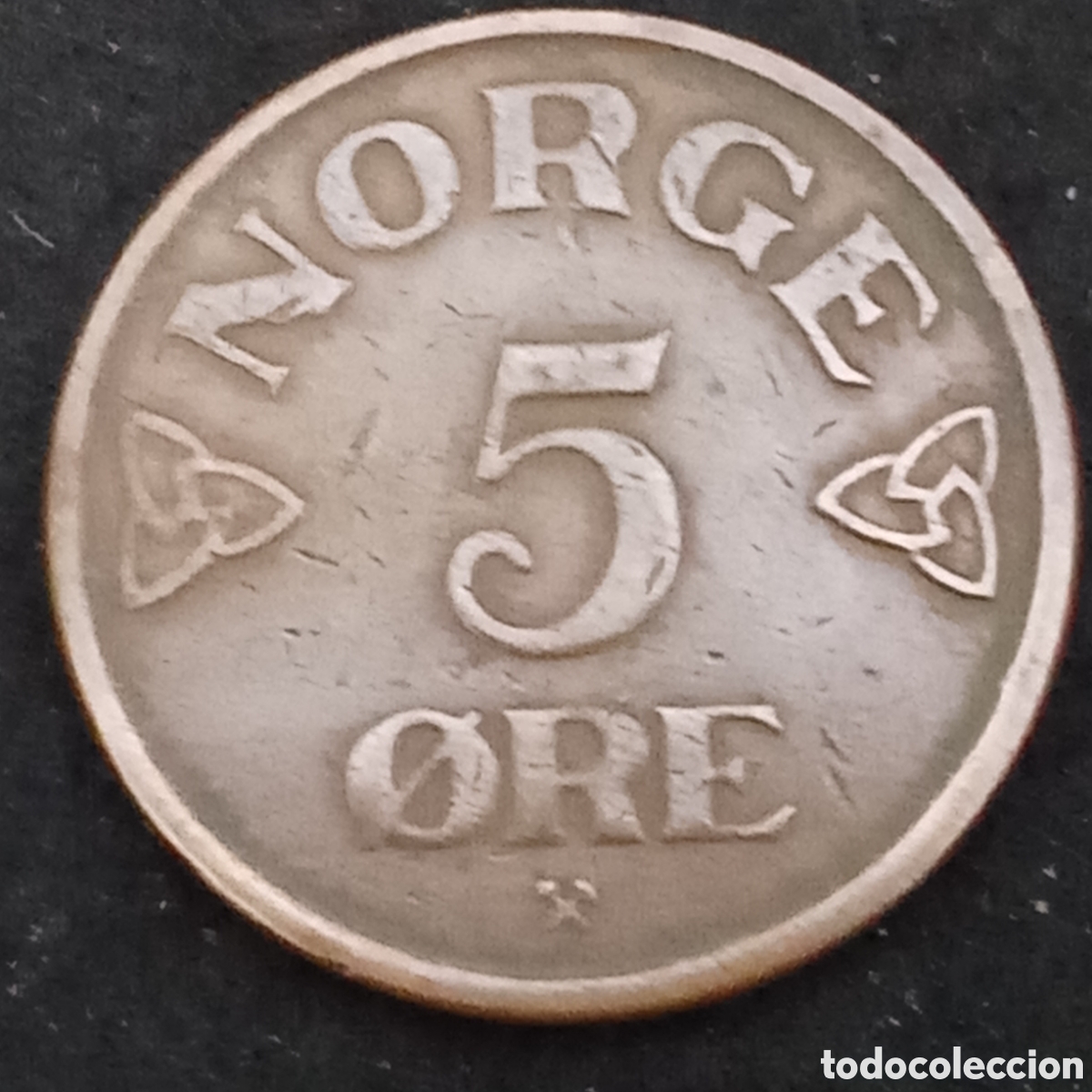 Monedas antiguas de Europa: Noruega 5 Ore a&ntilde;o 1955
