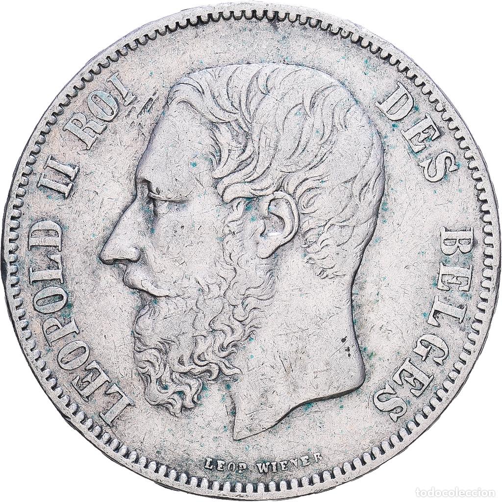 Alte M&uuml;nzen aus Europa: [#1552454] B&eacute;lgica, Leopold II, 5 Francs, 5 Frank, 1873, Brussels, Plata, MBC, KM:24