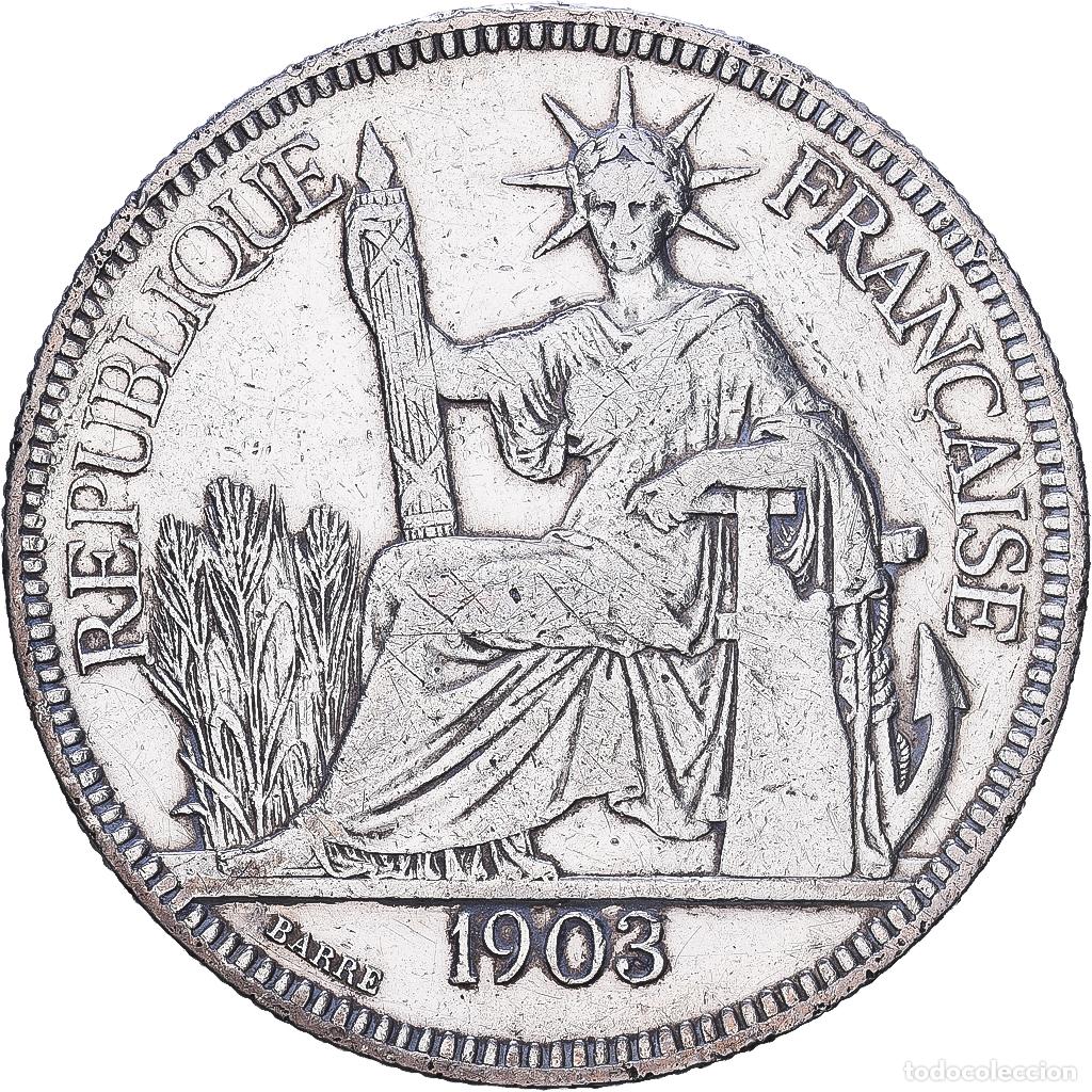 Monedas antiguas de Europa: [#1547683] Indochina Francesa, 1 Piastre, 1903, MDP, Plata, BC+, KM:5a.3