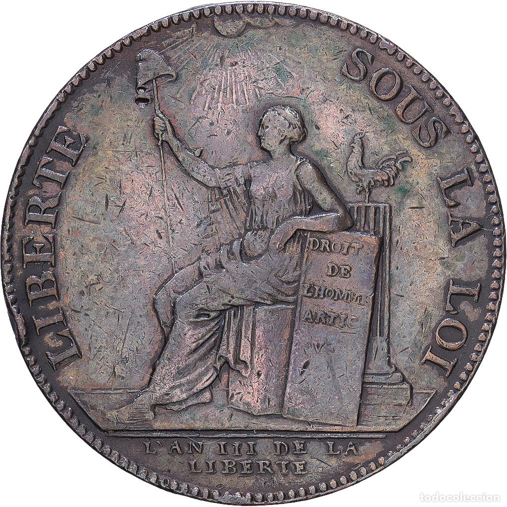 Monedas antiguas de Europa: [#1547840] Francia, Monneron de 2 Sols, 1791 / AN 3, Birmingham, Cobre, BC+, Gadoury:103