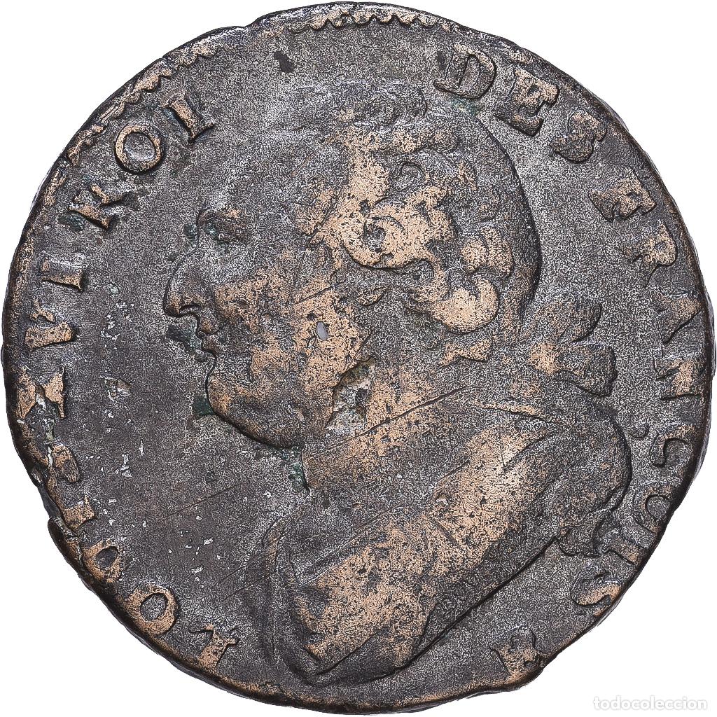 Monete antiche di Europa: [#1547877] Francia, Louis XVI, 12 Deniers, 1792 / AN 4, Rouen, M&eacute;tal de cloche, BC+