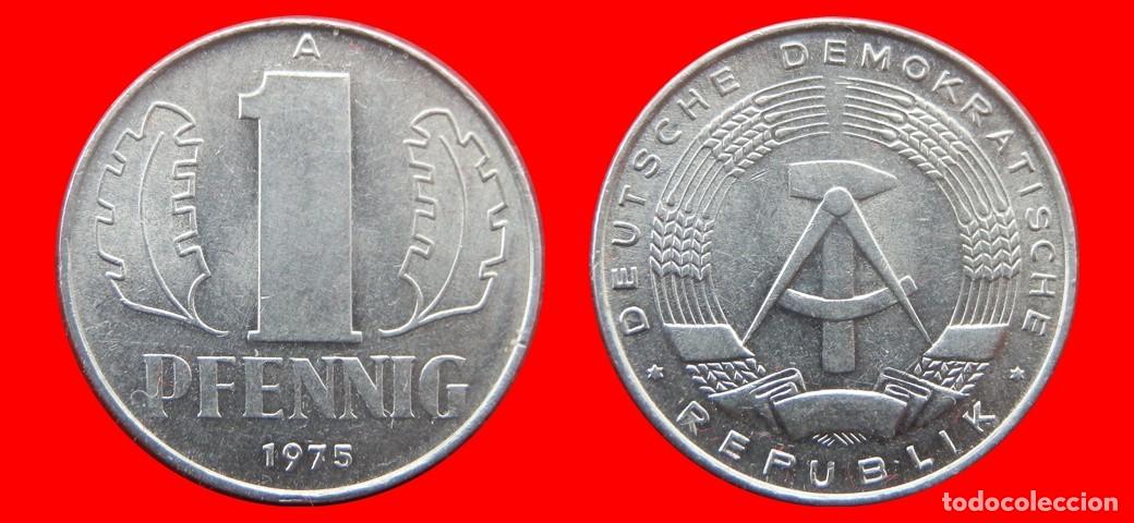 Moedas antigas da Europa: 1 PFENNIG 1975A ALEMANIA REPUBLICA DEMOCRATICA DDR-156766