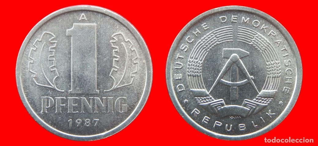Moedas antigas da Europa: 1 PFENNIG 1987A ALEMANIA REPUBLICA DEMOCRATICA DDR-156770