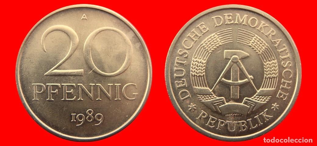 Old Coins of Europe: 20 PFENNIG 1989A ALEMANIA REPUBLICA DEMOCRATICA DDR-156790