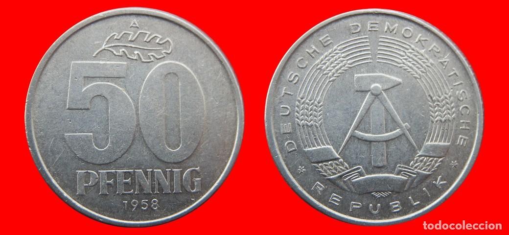 Old Coins of Europe: 50 PFENNIG 1958A ALEMANIA REPUBLICA DEMOCRATICA DDR-156792