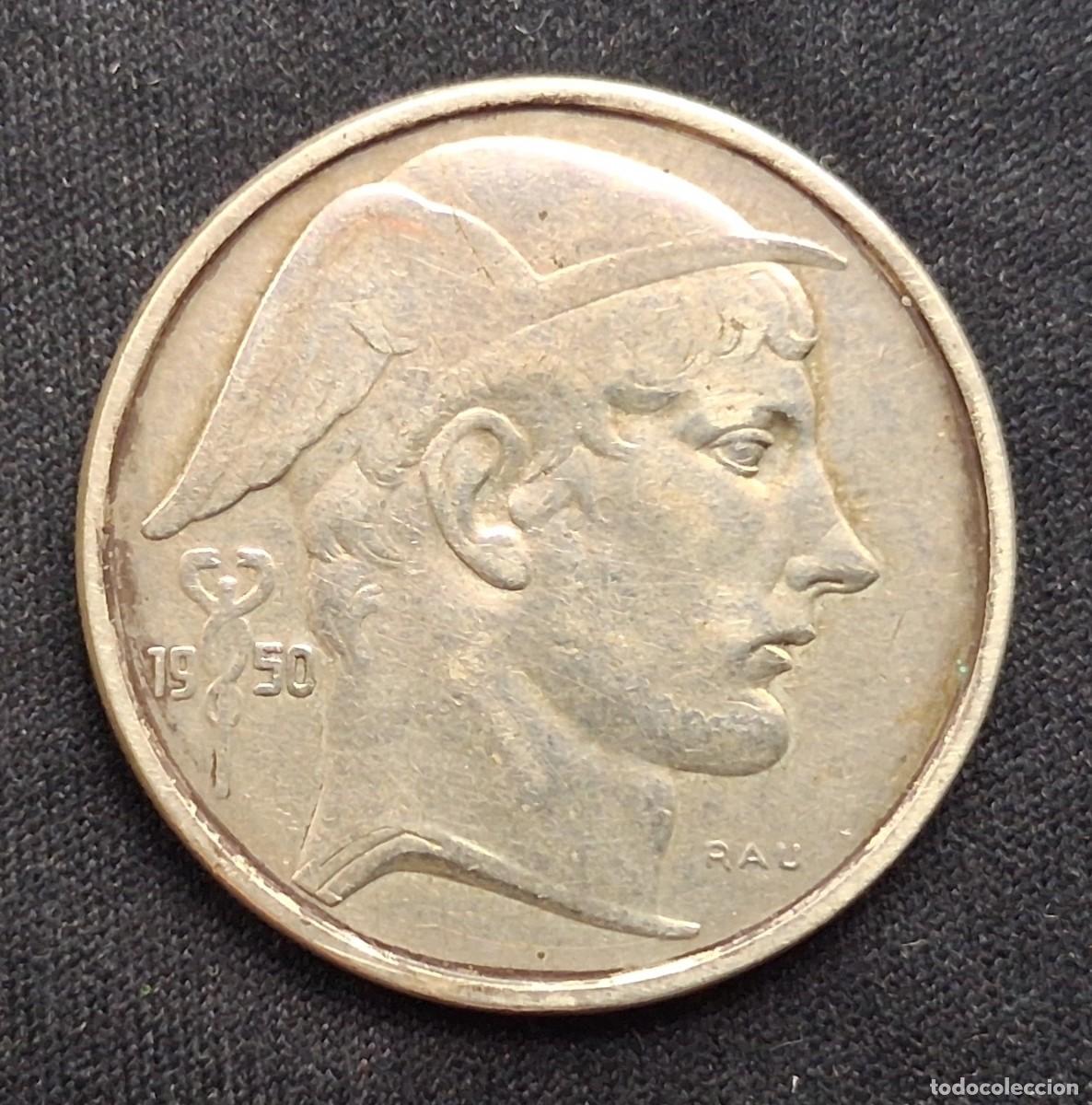 Old Coins of Europe: MONEDA DE PLATA 50 FRANCOS 1950 ( BELGICA ) 12,5G. AG 0.835 ( ESTILO MEDIO DURO, 5 PESETAS )