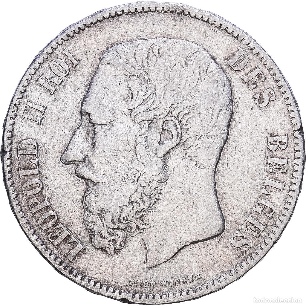 Monnaies anciennes de Europe: [#1552459] B&eacute;lgica, Leopold II, 5 Francs, 5 Frank, 1873, Brussels, Plata, BC+, KM:24