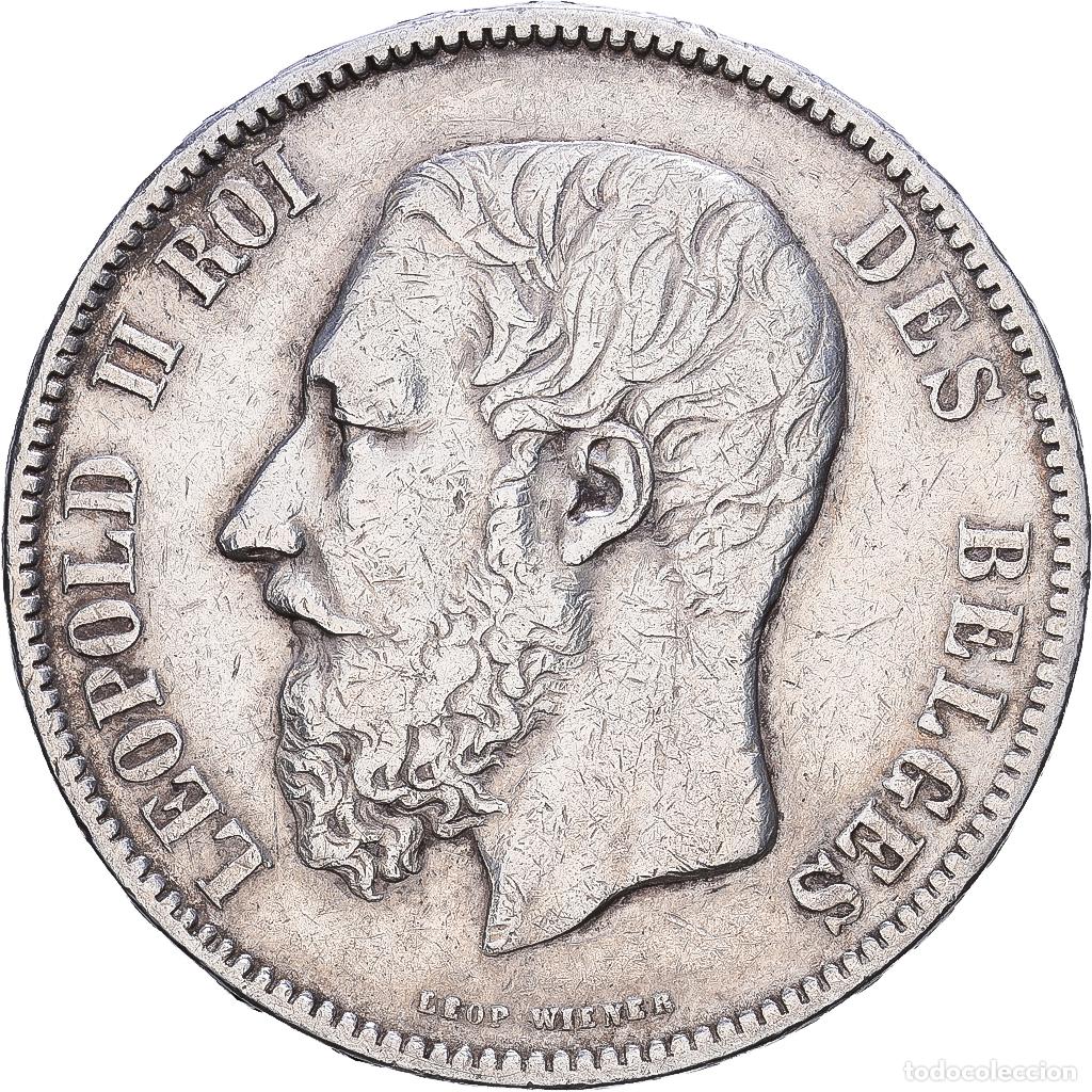 Moedas antigas da Europa: [#1552463] B&eacute;lgica, Leopold II, 5 Francs, 5 Frank, 1870, Brussels, Plata, BC+, KM:24
