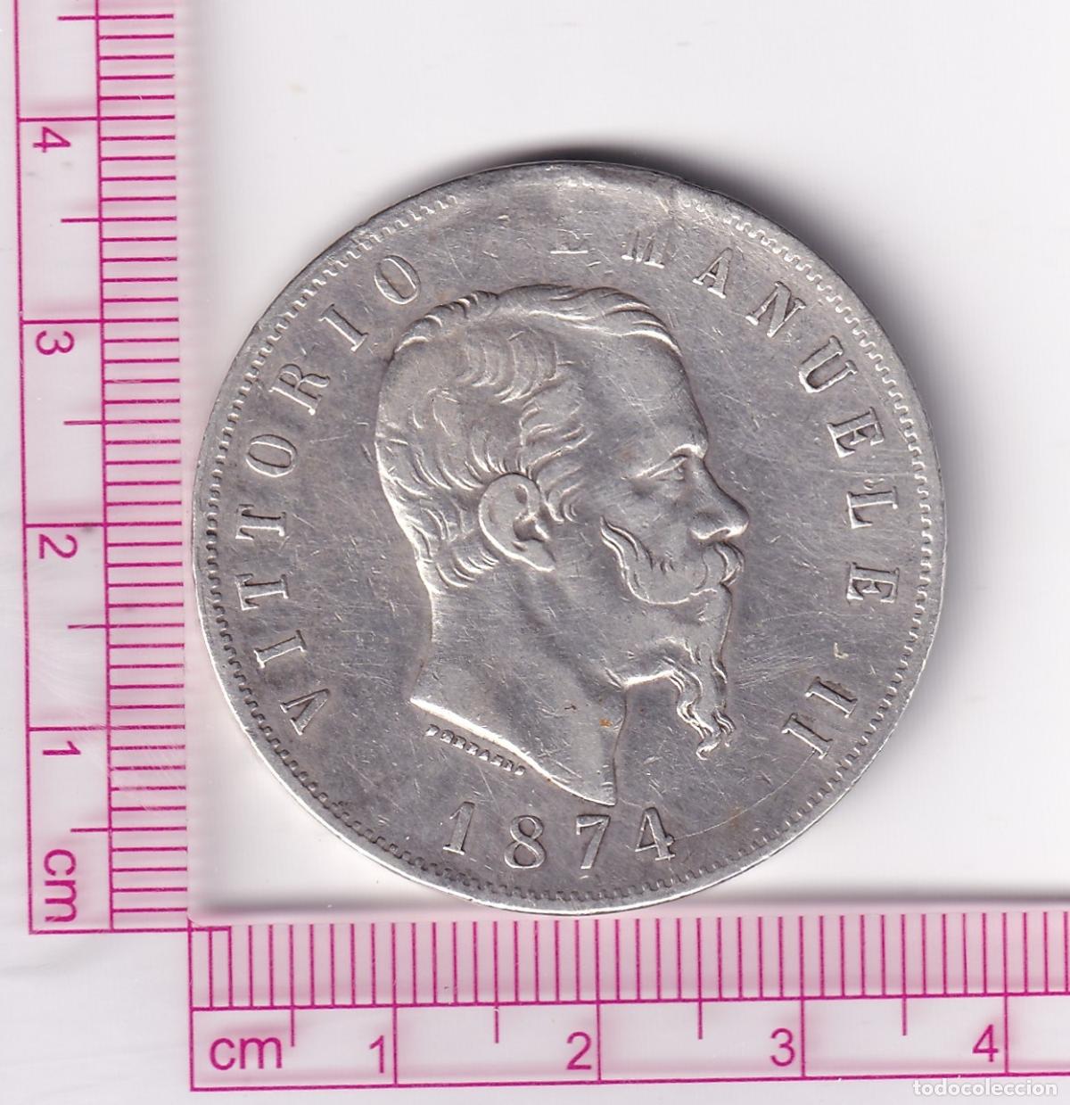 Monete antiche di Europa: CR5036 MONEDA ITALIA 5 LIRAS VICTOR MANUEL II 1874 PLATA