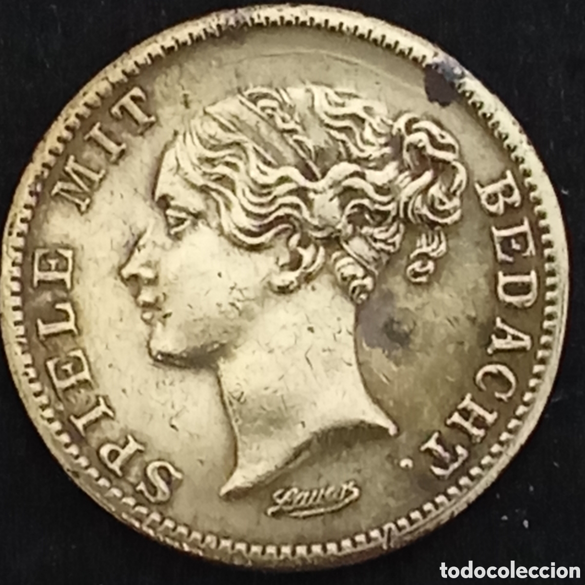 Alte M&uuml;nzen aus Europa: Antigua ficha de juego alem&aacute;n (Spielmarke) con la efigie de la reina Victoria