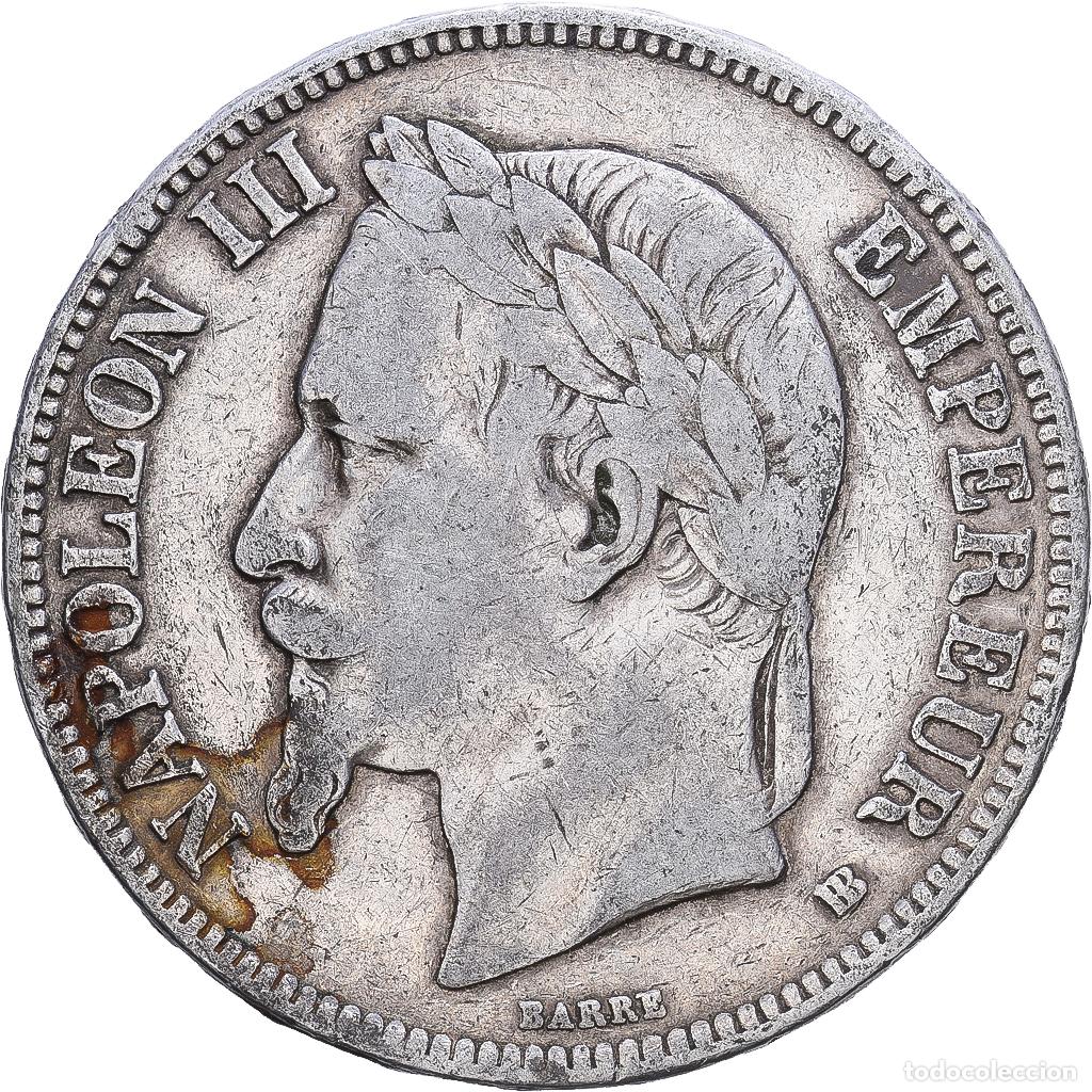 Moedas antigas da Europa: [#1552446] Francia, Napoleon III, 5 Francs, 1869, Strasbourg, Plata, BC+, Gadoury:739