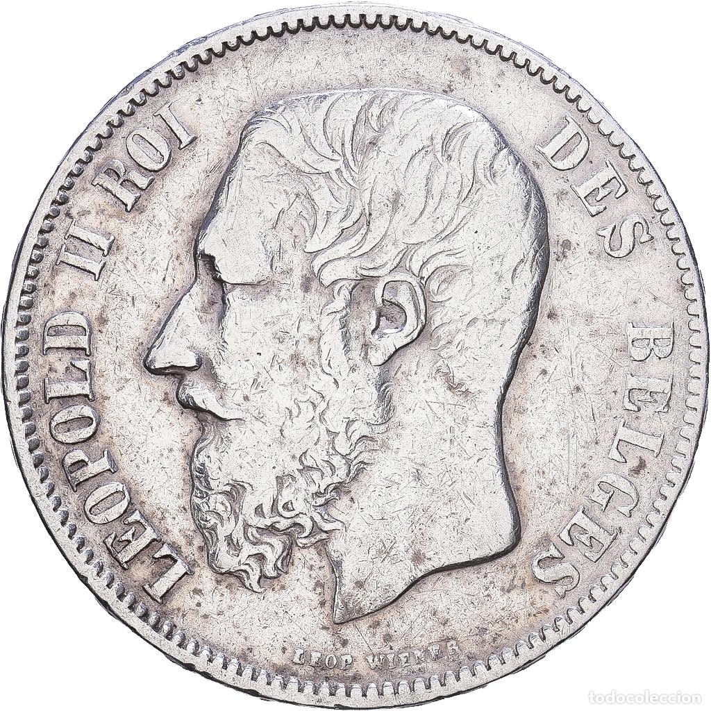 Monedas antiguas de Europa: [#1552457] B&eacute;lgica, Leopold II, 5 Francs, 5 Frank, 1873, Brussels, Plata, BC+, KM:24