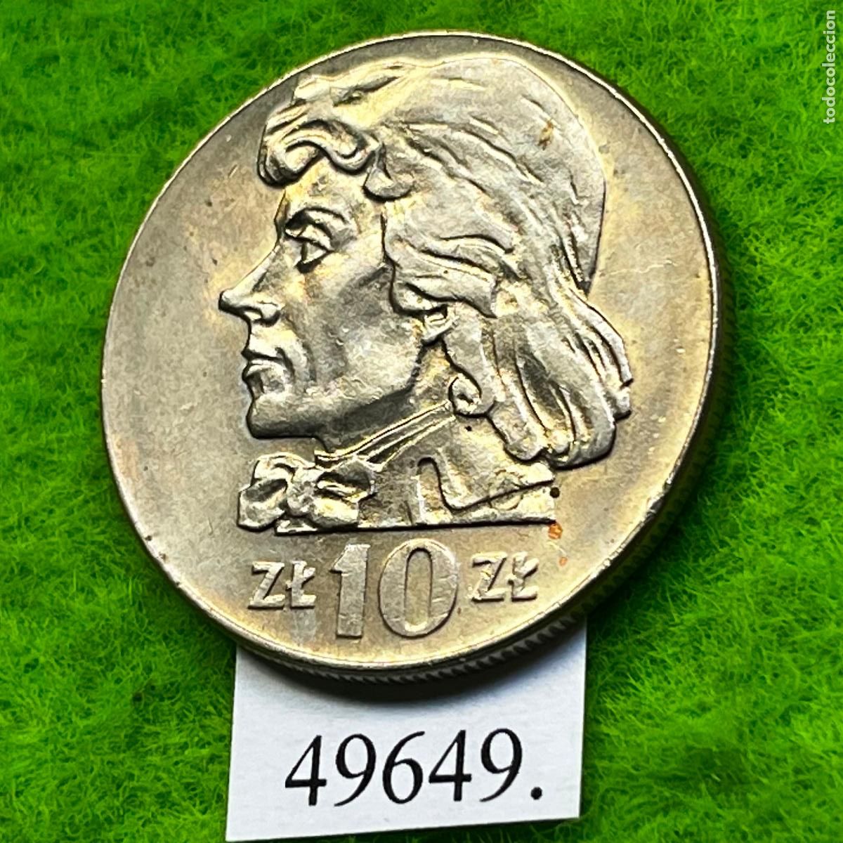 Moedas antigas da Europa: Polonia 10 sloty 1972, Tadeus Cosciusco, tipo peque&ntilde;o (1969-1973)