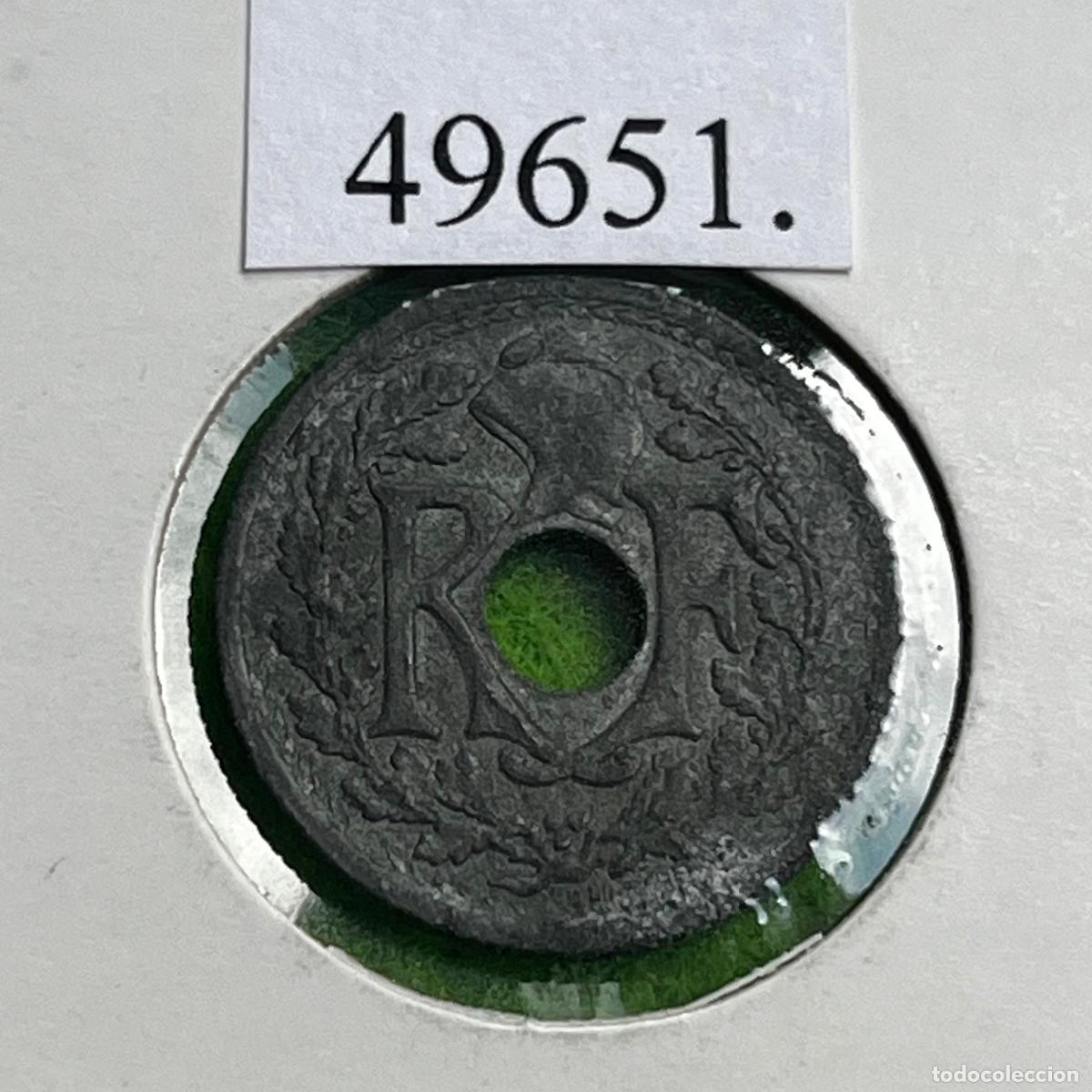 Monedas antiguas de Europa: Francia 5 c&eacute;ntimos 1945 (Zn) metal de guerra y posguerra
