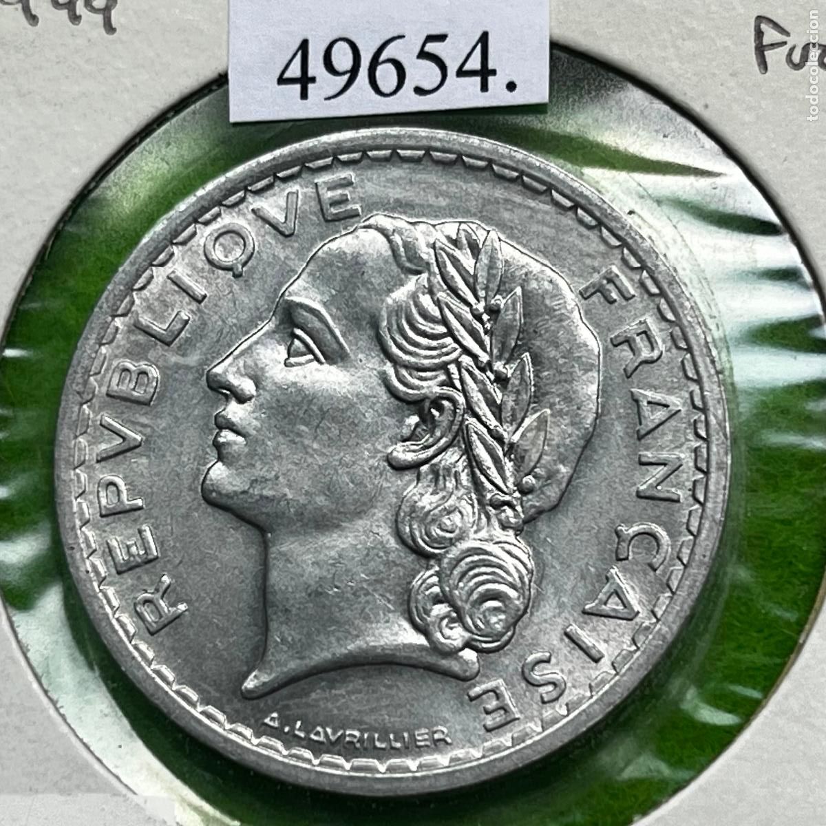 Monedas antiguas de Europa: Francia 5 francos 1949 Al, Marianne A. H. Lavrillier