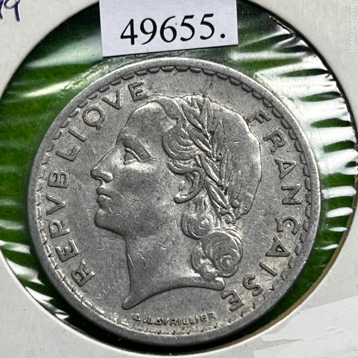 Monedas antiguas de Europa: Francia 5 francos 1949 Al, Marianne A. H. Lavrillier