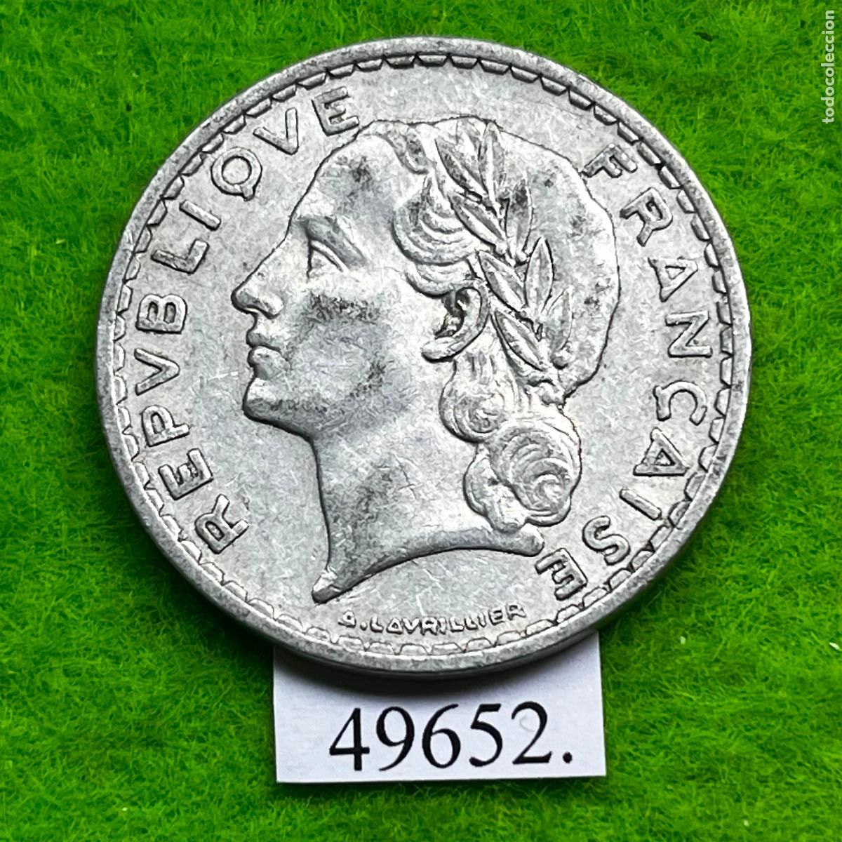 Monedas antiguas de Europa: Francia 5 francos 1949 Al, Marianne A. H. Lavrillier