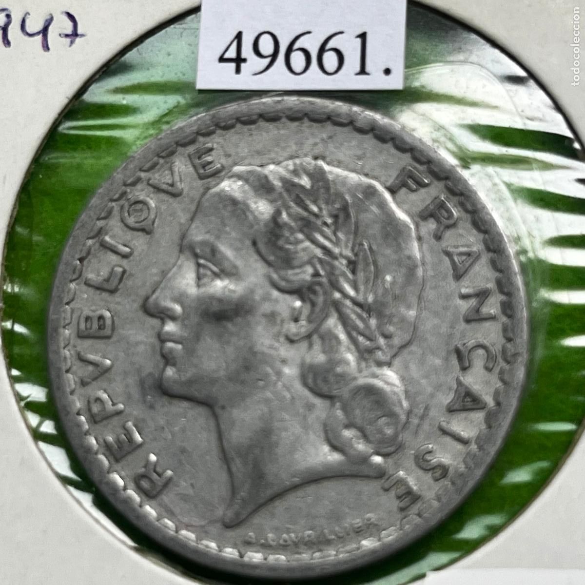 Monedas antiguas de Europa: Francia 5 francos 1947 (variante 9 abierto), Al, Marianne A. H. Lavrillier
