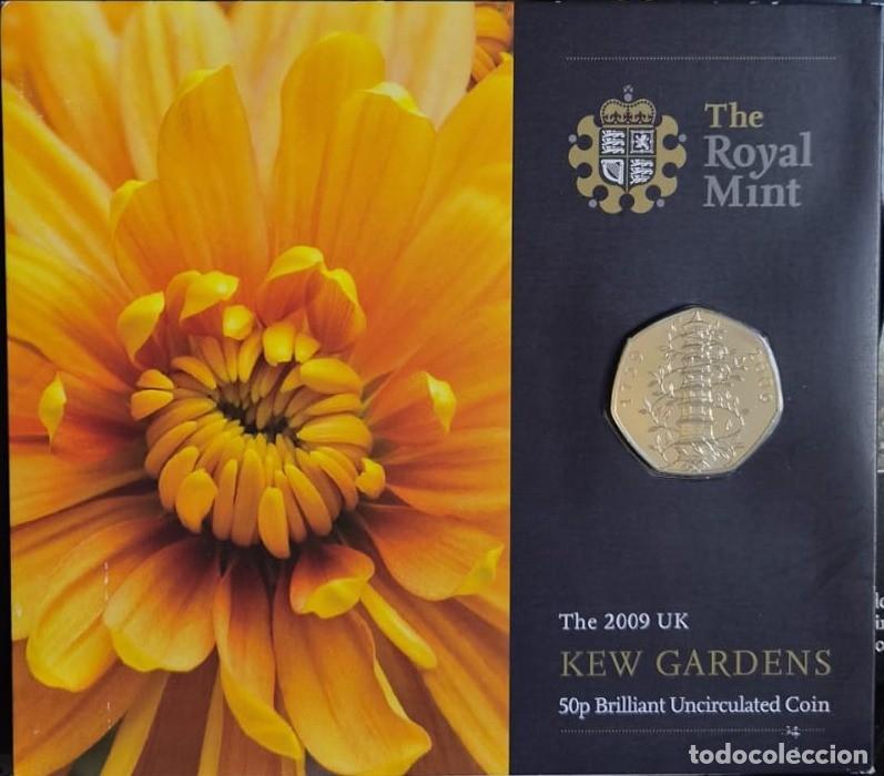 Monnaies anciennes de Europe: Reino Unido 2009 50 peniques Kew Gardens, Brilliant Uncirculated, estuche oficial Royal Mint