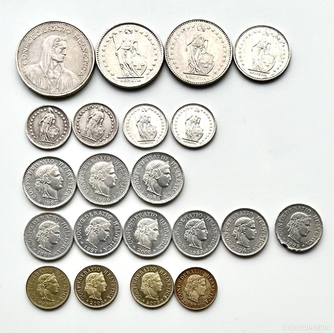 Monedas antiguas de Europa: Lote Monedas Francos Suizos diferentes a&ntilde;os y valores + de 13 CHF