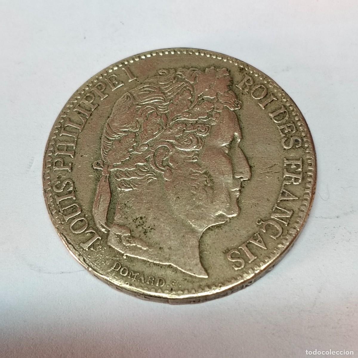 Monedas antiguas de Europa: Moneda de plata de 5 francos 1845 Louis Philippe I